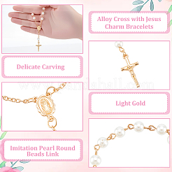 50 bracelet en alliage avec croix et breloque Jésus&nbsp;BJEW-WA0001-03