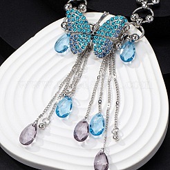 Ожерелья с подвеской в виде бабочки и кисточки из сплава индиголита и страз для женщин&nbsp;FS-WG6AB0F-01