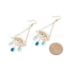 Orecchini pendenti lunghi con perle di conchiglia intrecciate a occhio di cavallo&nbsp;EJEW-TA00113