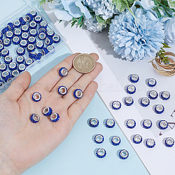 Handgefertigte Polymer Clay Strass europäische Großlochperlen mit versilberten Messingkernen&nbsp;FPDL-PA0001-02C