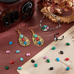 70 шт. 10 стиля овальных синтетических кабошонов из бирюзы и синтетического малахита&nbsp;G-PH0002-68