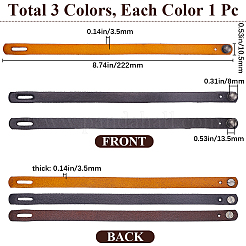 3шт. 3-х цветные кожаные браслеты с широким шнуром и литой кнопкой&nbsp;BJEW-GF0001-26