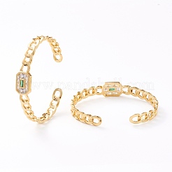 Латунь микро проложить кубического циркония манжеты браслеты&nbsp;BJEW-Z001-01A