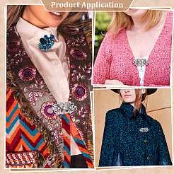 4 шт. зажимы для кардигана из цветочного сплава и стекла&nbsp;AJEW-PH0006-66AS