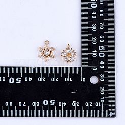 6 pièces fleur clair zircone cubique pendentif à breloque en laiton fleur charme longue durée plaqué pendentif pour bijoux collier boucle d'oreille faisant de l'artisanat&nbsp;JX399A