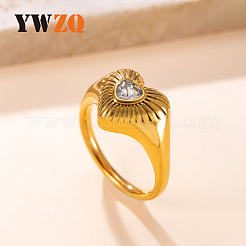 304 Edelstahl Pavé-Fingerringe mit Zirkonia&nbsp;WG685BA-01