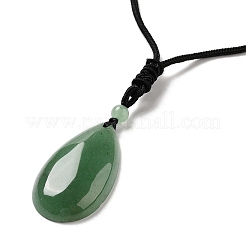 Ожерелье с подвеской из натурального зеленого авантюрина и нейлоновым шнуром для женщин&nbsp;NJEW-L464-A07