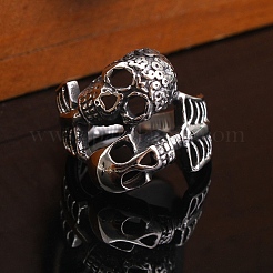 Bagues tête de mort en acier inoxydable chirurgical 316L de style steampunk anti-ternissement&nbsp;SKUL-PW0005-07D