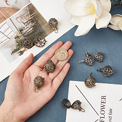 10 шт. 5 стиля круглых латунных подвесок с полой клеткой KK-SC0003-05