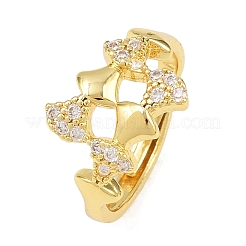 Регулируемые кольца для женщин с микропаве из латуни и кубическими цирконами&nbsp;RJEW-Z113-27G