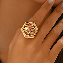 Геометрические латунные микропаве кубические цирконии регулируемые кольца для женщин&nbsp;DO6393-2