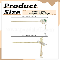 2 Stück 2 Stile Legierung Emaille Haarstäbe&nbsp;OHAR-LP0004-10