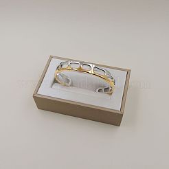 Bracelets manchettes bicolores en acier inoxydable 304 pour femmes&nbsp;WGC98AD-01