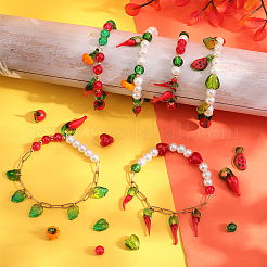 Messing-Bunte Malerei mit Glas-Chili-Armband-Set&nbsp;DIY-SC0026-91