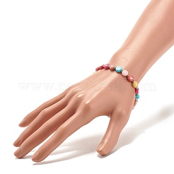 Bracciale elastico da donna tondo piatto con perline a cuore&nbsp;BJEW-JB07552-02