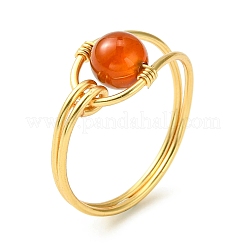 Set di 4 set di anelli con perline intrecciate rotonde con pietre preziose miste naturali in stile 4 pezzi&nbsp;RJEW-TA00081