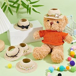 5 Stück Puppenhut in 5 Stilen aus Papyrus und Polyester&nbsp;AJEW-PH0008-42
