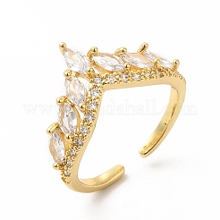 Anillo de puño abierto con corona de circonita cúbica transparente y vidrio&nbsp;KK-A180-44G