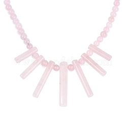 Collares babero redondos de cuentas de cuarzo rosa natural en forma de abanico&nbsp;NJEW-N064-04I