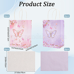 16 bolsa de embalaje de papel con estampado de mariposas en 2 colores&nbsp;ABAG-BBC0001-29A