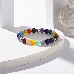 Bracciale elasticizzato con perline rotonde in pietra mista naturale&nbsp;BJEW-JB07469-03