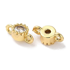 Ciondoli per connettori in zirconia cubica trasparenti in ottone placcato a cremagliera&nbsp;KK-Z039-38G