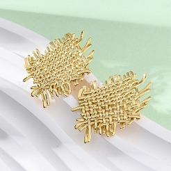 Плетеные ромбовидные серьги-гвоздики из латуни&nbsp;EJEW-R025-19G