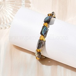 Armbänder aus natürlichen Paua-Muscheln und Bernsteinperlen&nbsp;BJEW-JB14178