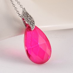 Граненые стеклянные подвески из латуни в форме капли&nbsp;PALLOY-JF00143