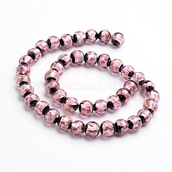 Perline rotonde in vetro lamina d'argento fatte a mano in stile luminoso al buio&nbsp;FOIL-I006-8mm-04
