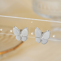 Boucles d'oreilles à tige élégantes en forme de papillon avec pavé de zircons cubiques transparents en laiton de style français&nbsp;CZ6103