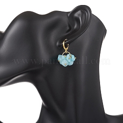 3 пара серег-колец из натурального розового кварца&nbsp;EJEW-JE06823