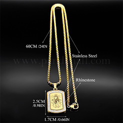 Мужские ожерелья-цепочки с подвеской из нержавеющей стали 304 с кристаллами и стразами&nbsp;FS-WG6E56E-02