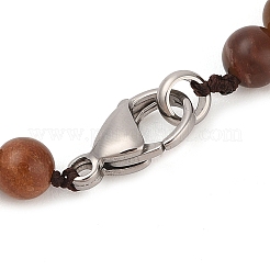 Ensembles de bracelets et colliers en perles rondes en bois pétrifié naturel&nbsp;SJEW-L132-25