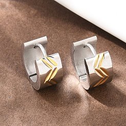 Pendientes de aro con rayas bicolor de acero inoxidable 304&nbsp;EJEW-L307-04GP-01