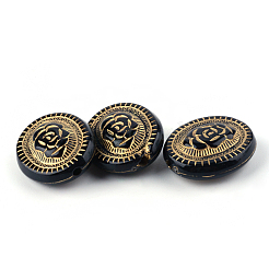 Плоские круглые с цветочным гальванических акриловые бусины&nbsp;PACR-Q102-05B