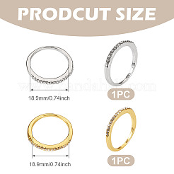 2 bague en alliage bicolore avec strass en cristal&nbsp;RJEW-TADJ0001-01A