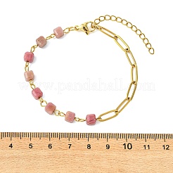 Braccialetti a maglie con perline cubiche in pietre preziose naturali&nbsp;BJEW-JB13903