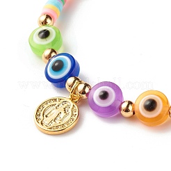 Braccialetto elastico fatto a mano con perline heishi in argilla polimerica&nbsp;BJEW-JB07279