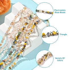 3 нить 3 цвета гальванические стеклянные бусины нити&nbsp;EGLA-YW0005-06A