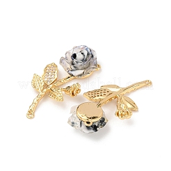 Латунный микропаве прозрачный кубический цирконий с подвесками из смолы&nbsp;KK-G543-21G