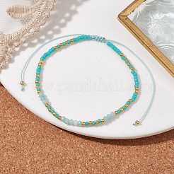 Armband aus geflochtenen Perlen aus natürlichem Amazonit und Glas im Bohème-Stil&nbsp;BJEW-JB10136-02