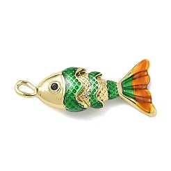 Fisch aus Messing Mikro ebnen Zirkonia Anhänger&nbsp;KK-P342-14B-G