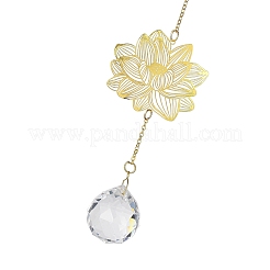 Ornamenti pendenti in ottone cavo di loto&nbsp;HJEW-E012-03G-03