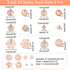 60 шт. 10 стиля колпачков для бусин из нержавеющей стали 304&nbsp;STAS-UN0043-31