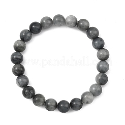 Pulseras elásticas de cuentas redondas de piedra ojo de águila natural para mujeres y hombres.&nbsp;BJEW-JB13859