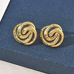 Pendientes de botón de acero inoxidable 304 con diseño de vórtice para mujer&nbsp;EJEW-K333-03G