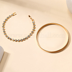 2 шт. 2 стильных браслета из сплава с простыми браслетами и теннисные браслеты из сплава с кристаллами и стразами&nbsp;FS-WGD5F97-01