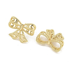 Женские серьги-гвоздики из латуни с полым бантом и стойкой&nbsp;EJEW-Z051-05G