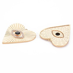 Подвески из латуни с прозрачным микропейвом и черным фианитом&nbsp;KK-S356-752